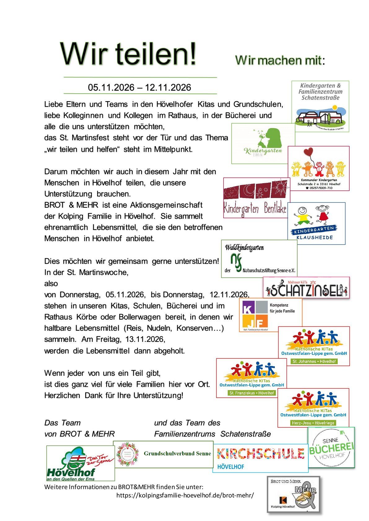 Die Senne Bücherei macht mit: St. Martin-Aktion von Brot & Mehr : Wir teilen!